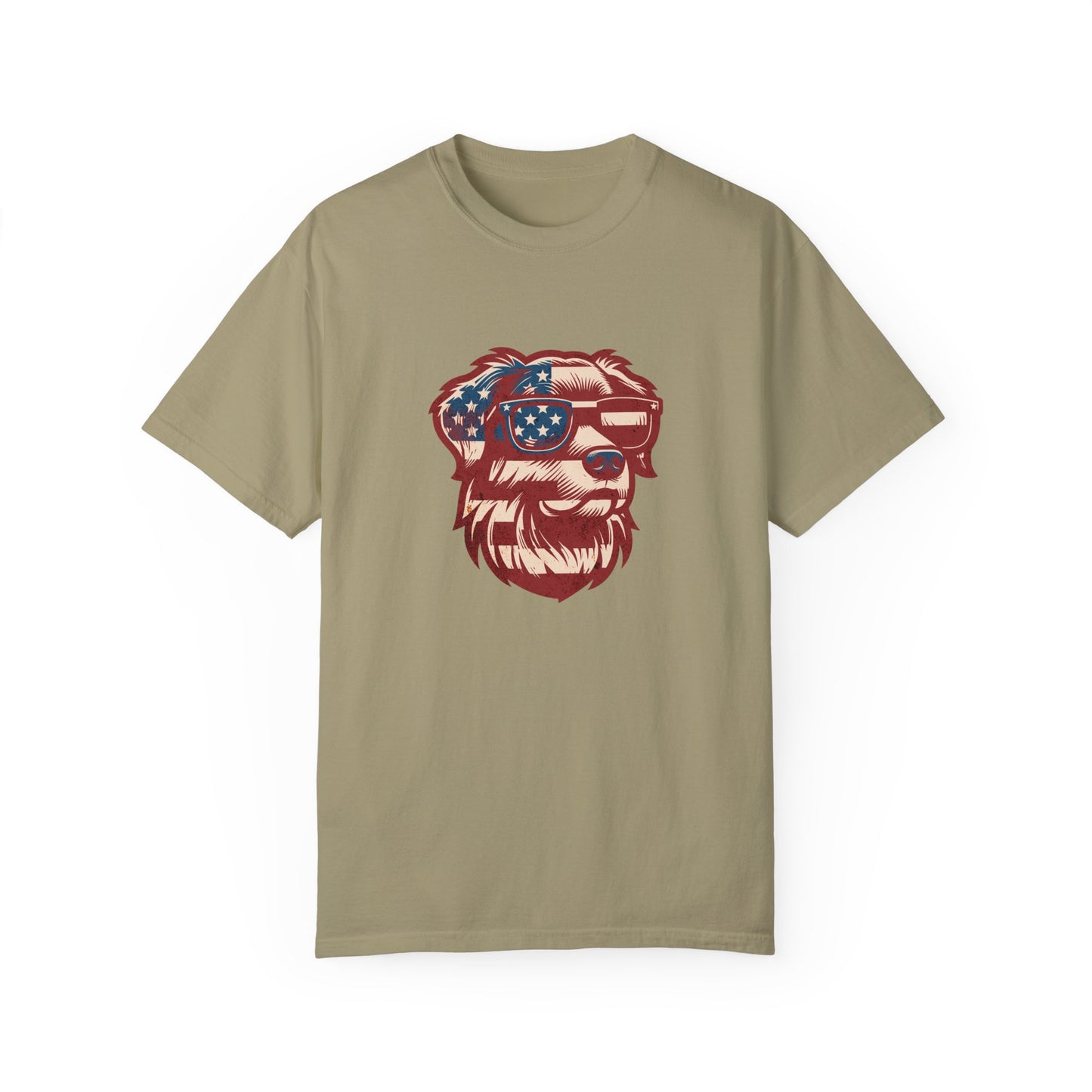 USA Flag-Dog Lover Mediumweight Relaxed Fit Tee