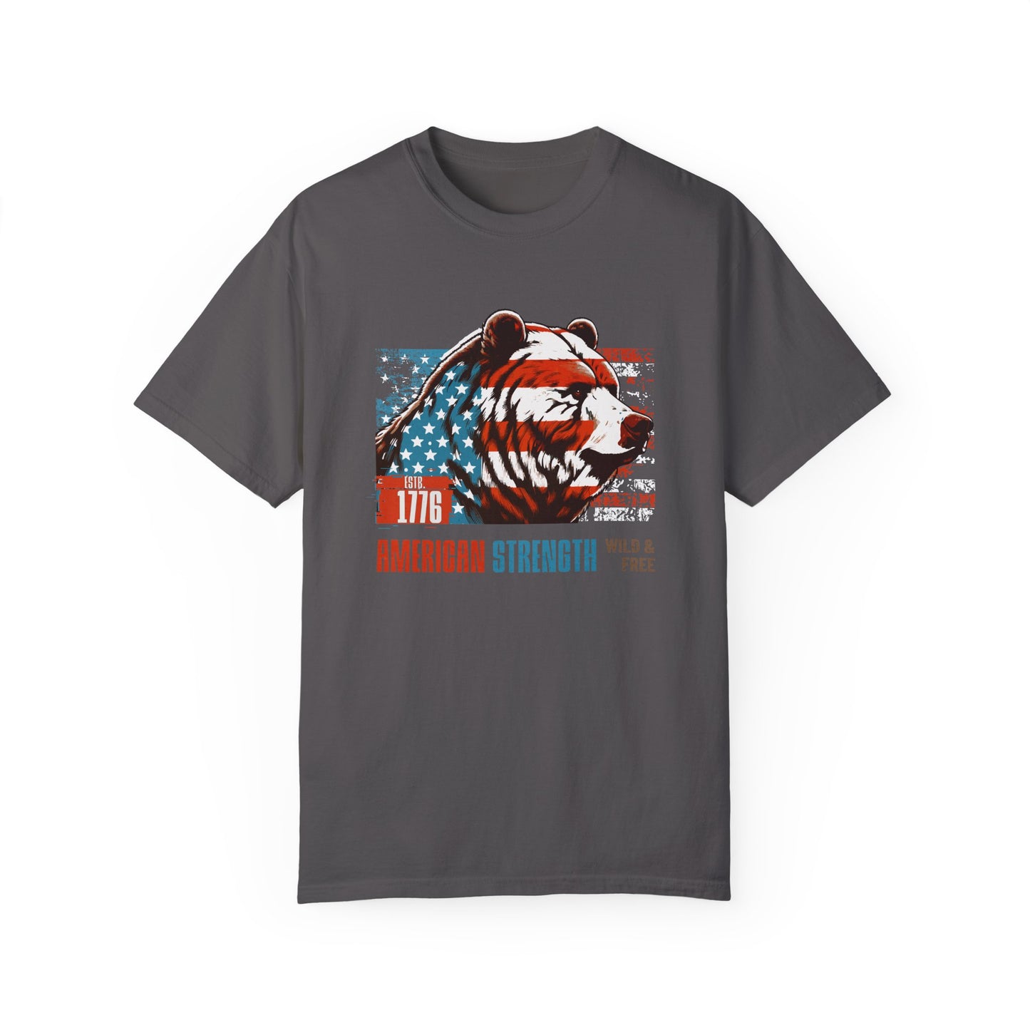 American Strength with Grizzly Bear Design Tee