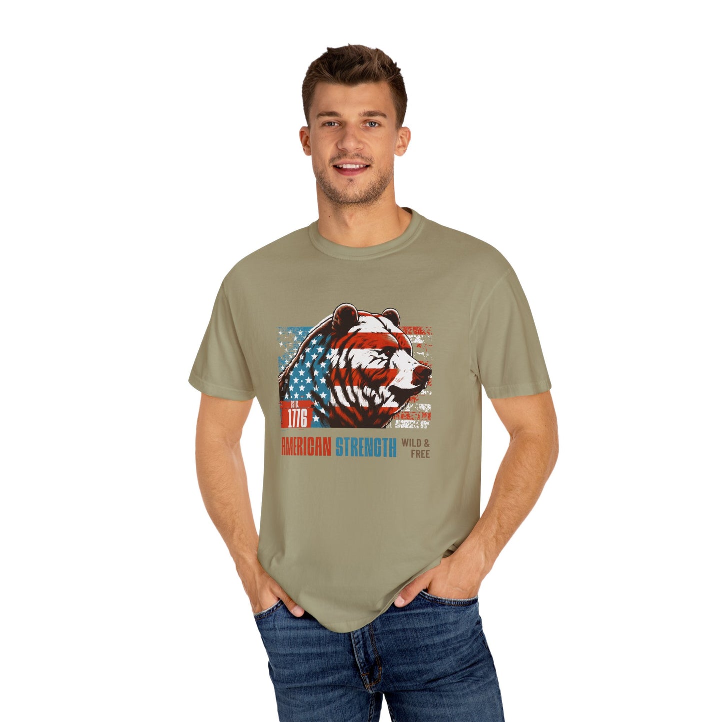 American Strength with Grizzly Bear Design Tee