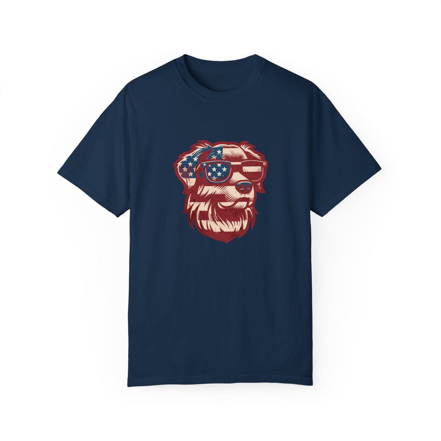 USA Flag-Dog Lover Mediumweight Relaxed Fit Tee