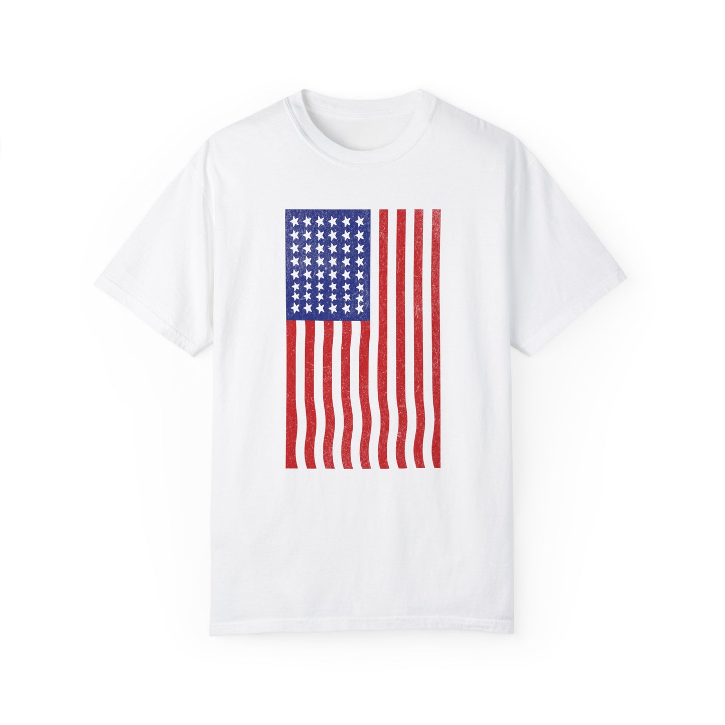 Vertical American Flag-Mediumweight T-Shirt