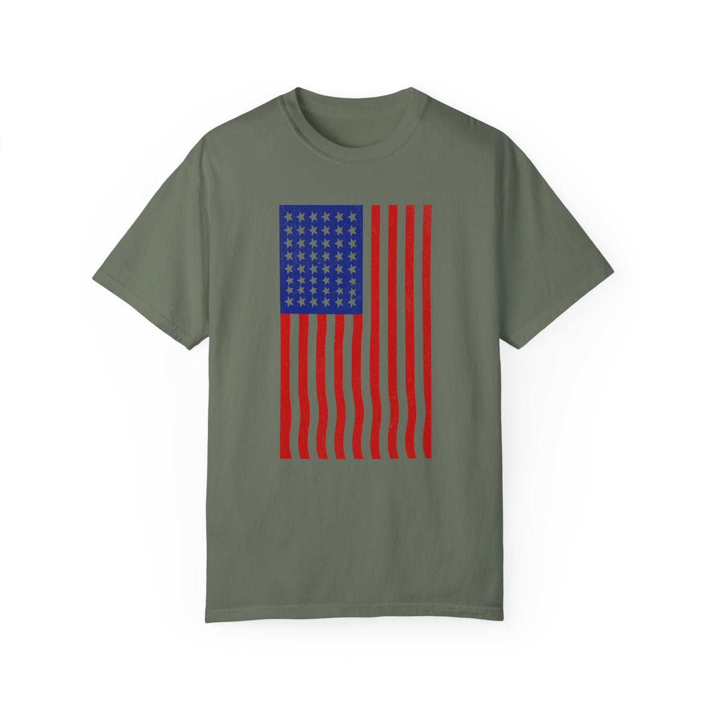 Vertical American Flag-Mediumweight T-Shirt