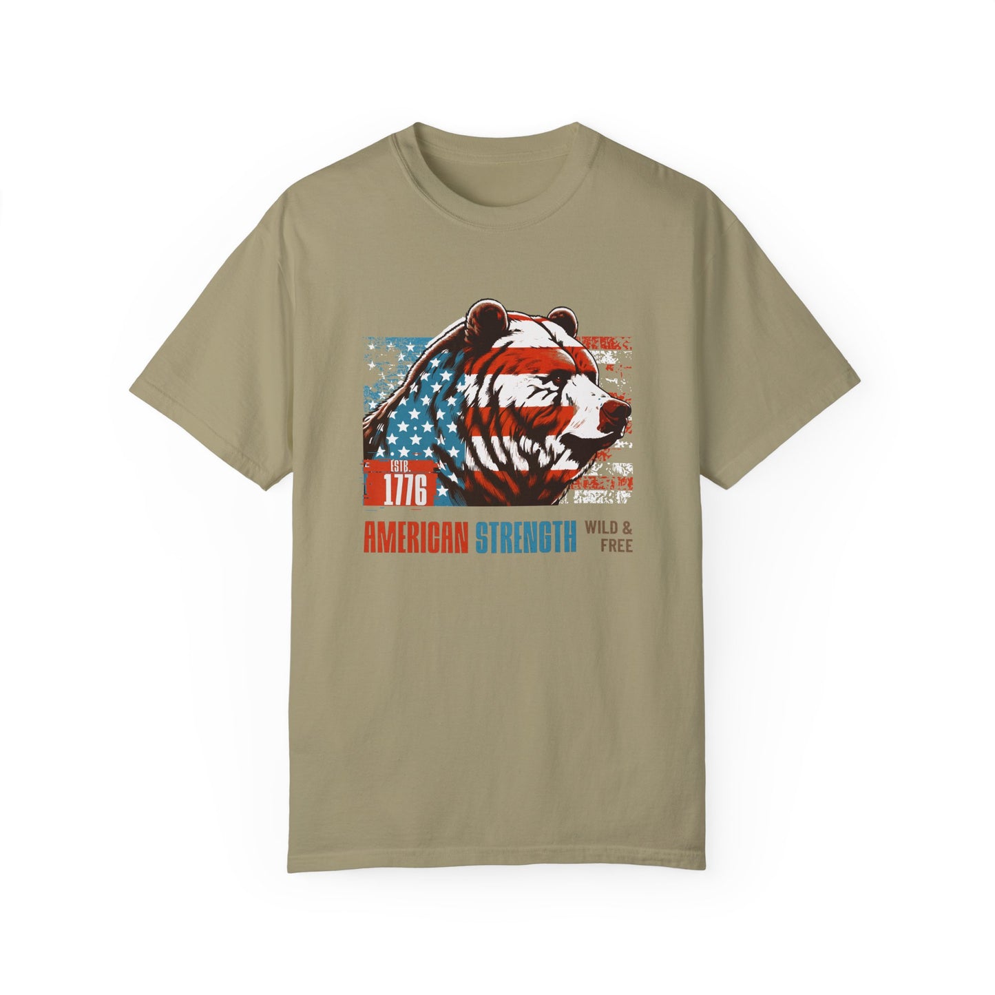 American Strength with Grizzly Bear Design Tee