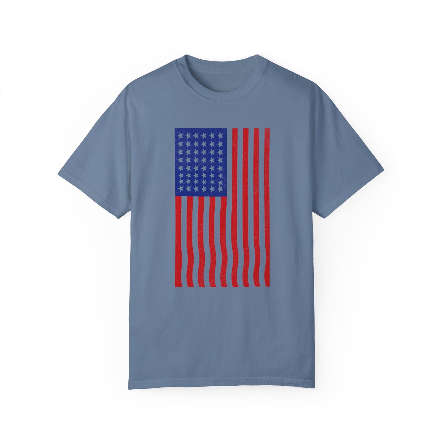 Vertical American Flag-Mediumweight T-Shirt
