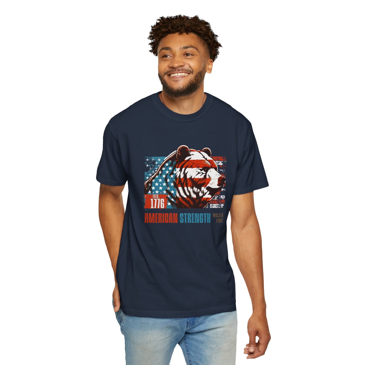 American Strength with Grizzly Bear Design Tee