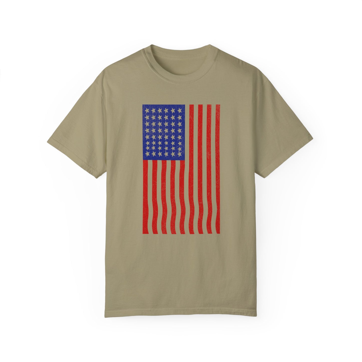 Vertical American Flag-Mediumweight T-Shirt