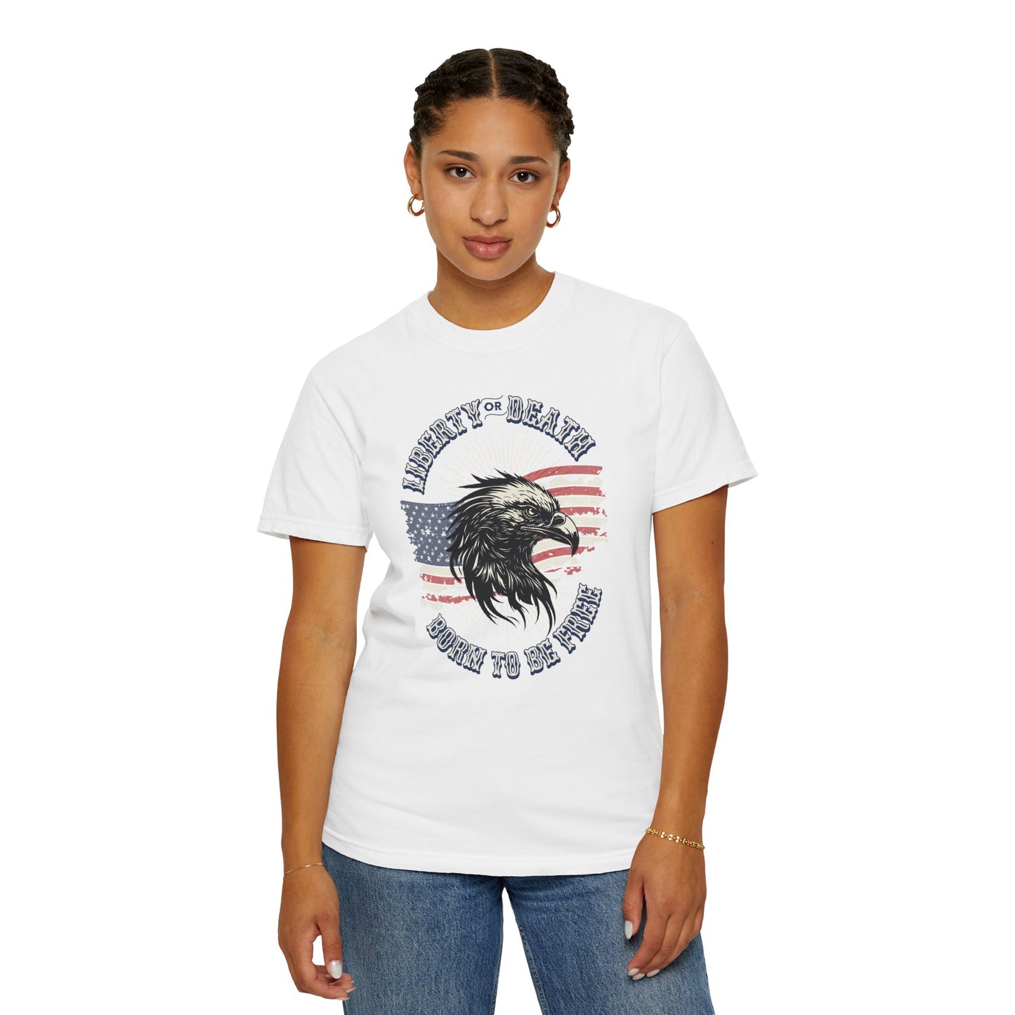 Liberty or Death in white-Mediumweight Relaxed fit T-Shirt
