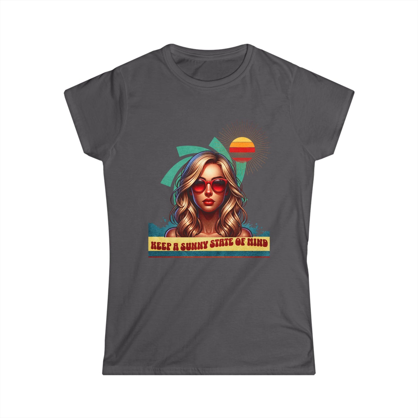 Retro Girl. Keep a Sunny State of Mind-Women's SoftstyleT-Shirt