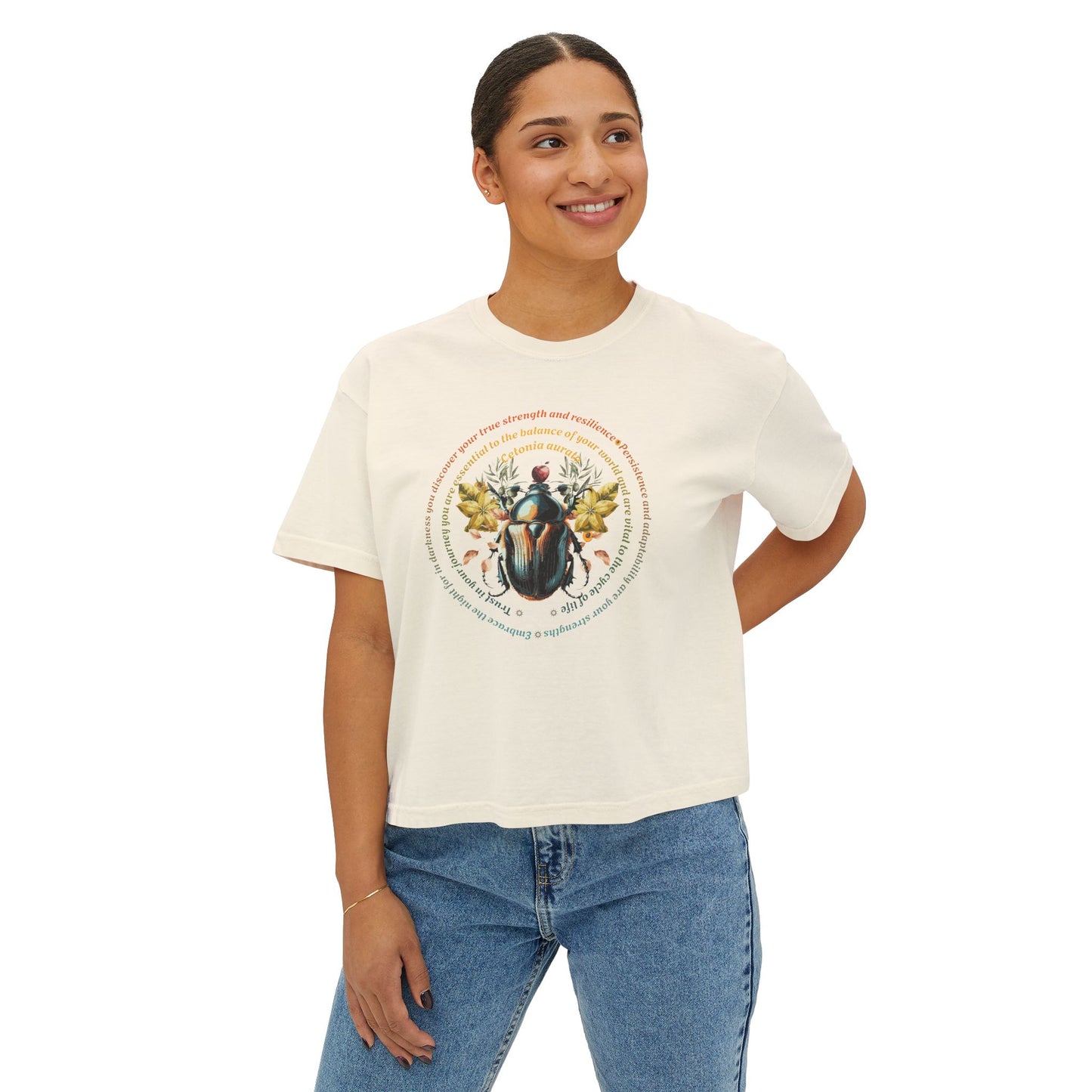 Cetonia Aurata and Wisdom Quote-Boxy Tee