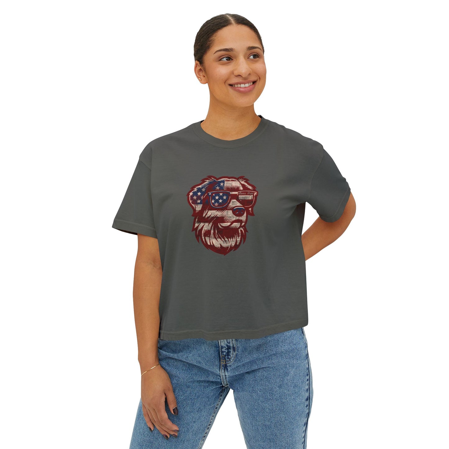 American Dog Boxy Tee - Born Free Women's T-Shirt