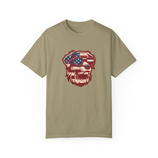 USA Flag-Dog Lover Mediumweight Relaxed Fit Tee