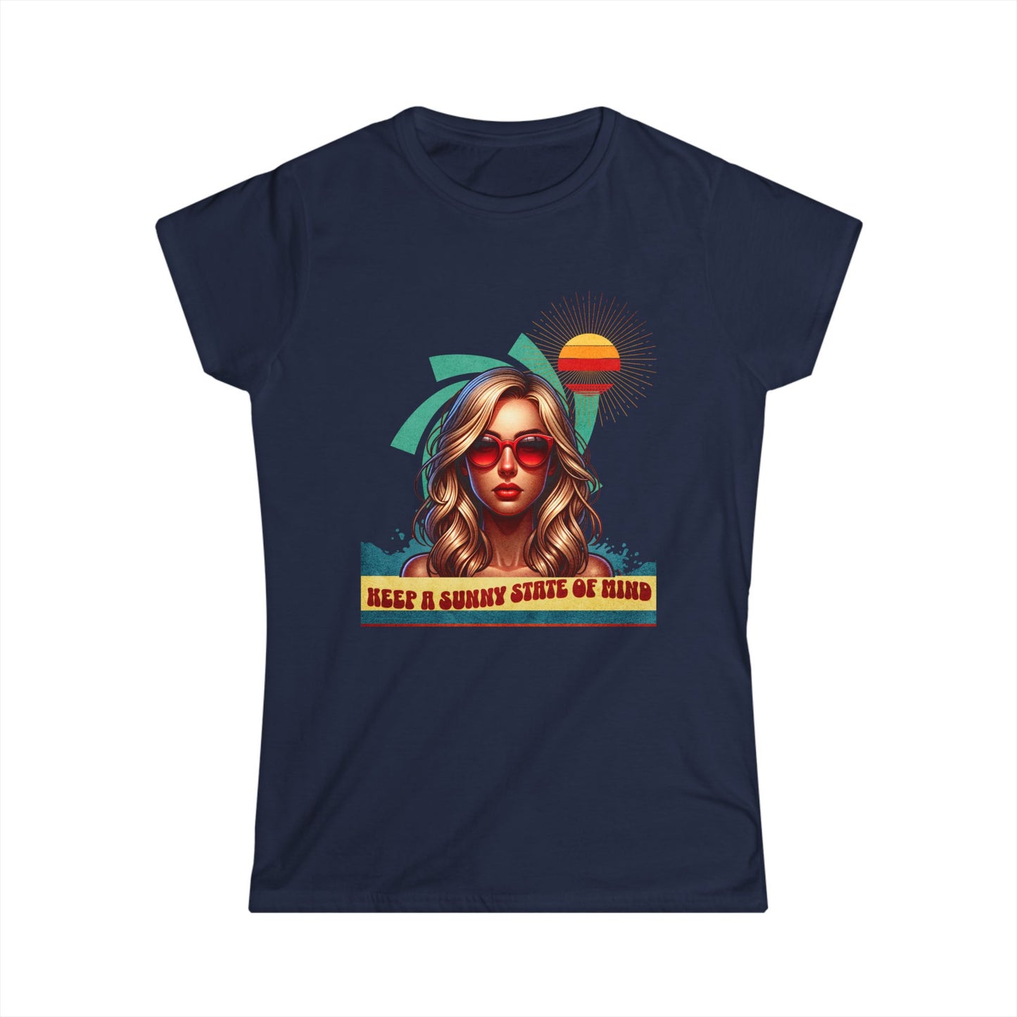 Retro Girl. Keep a Sunny State of Mind-Women's SoftstyleT-Shirt