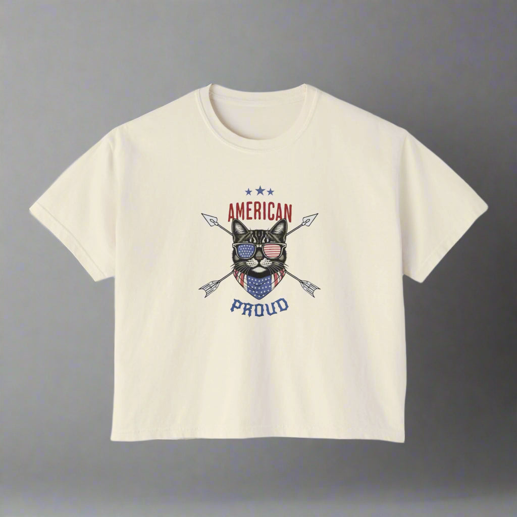 American Pride Cat T-Shirt in Ivory