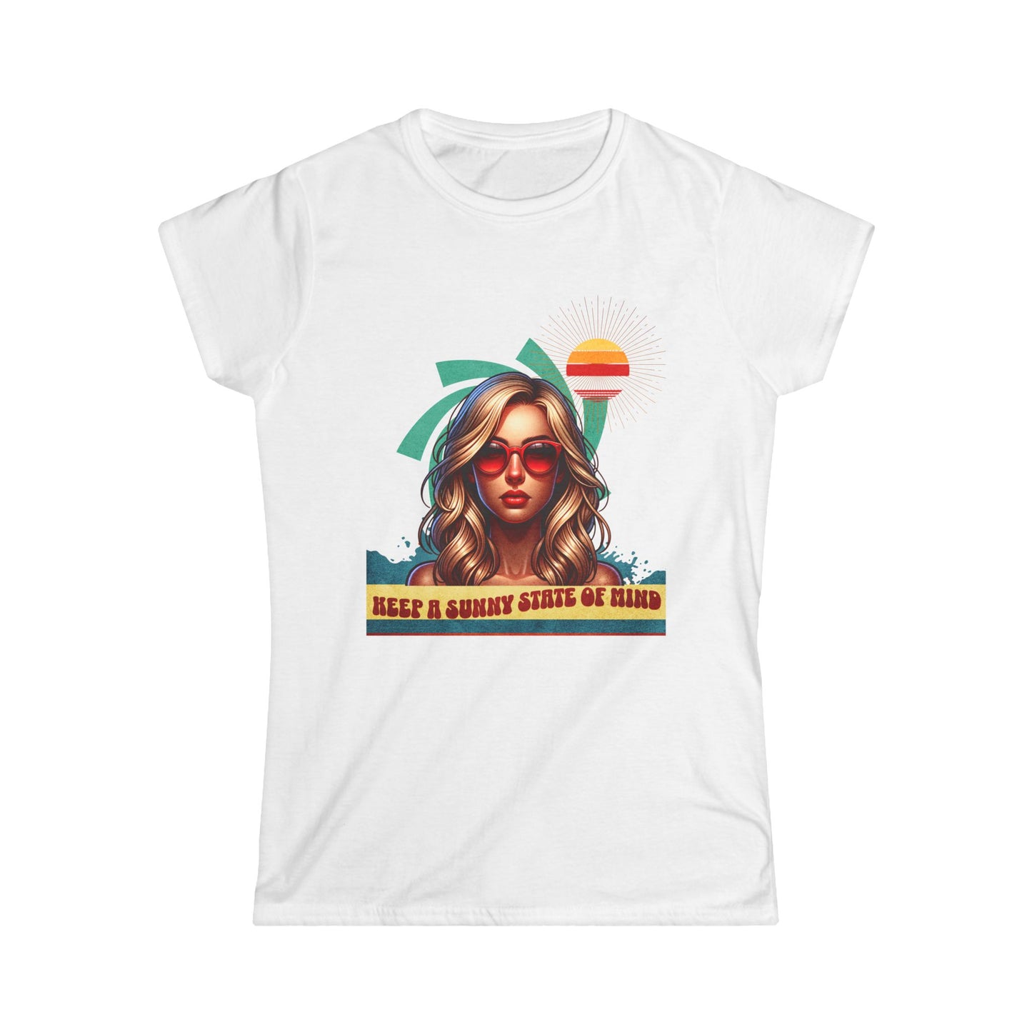 Retro Girl. Keep a Sunny State of Mind-Women's SoftstyleT-Shirt