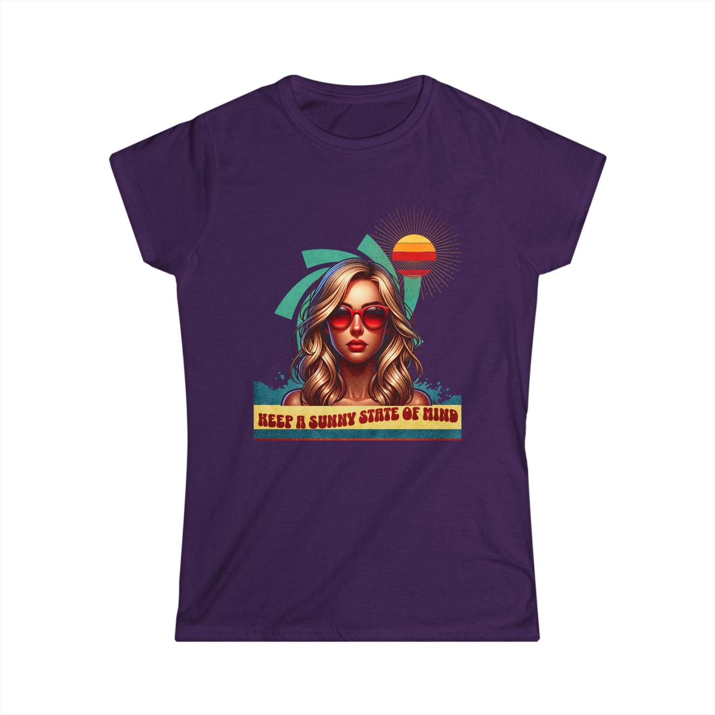 Retro Girl. Keep a Sunny State of Mind-Women's SoftstyleT-Shirt