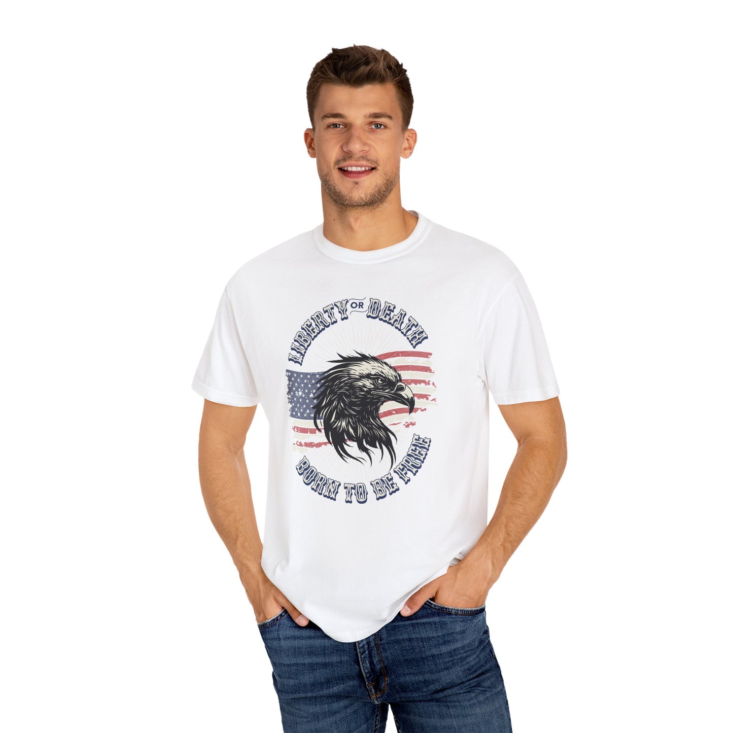 Liberty or Death Tee in white-Mediumweight Relaxed fit