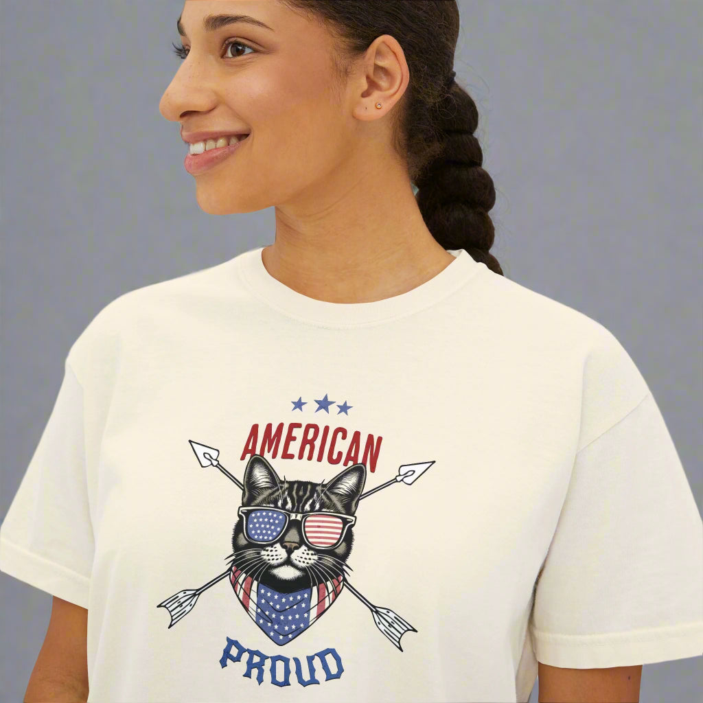 American Pride Cat T-Shirt in Ivory