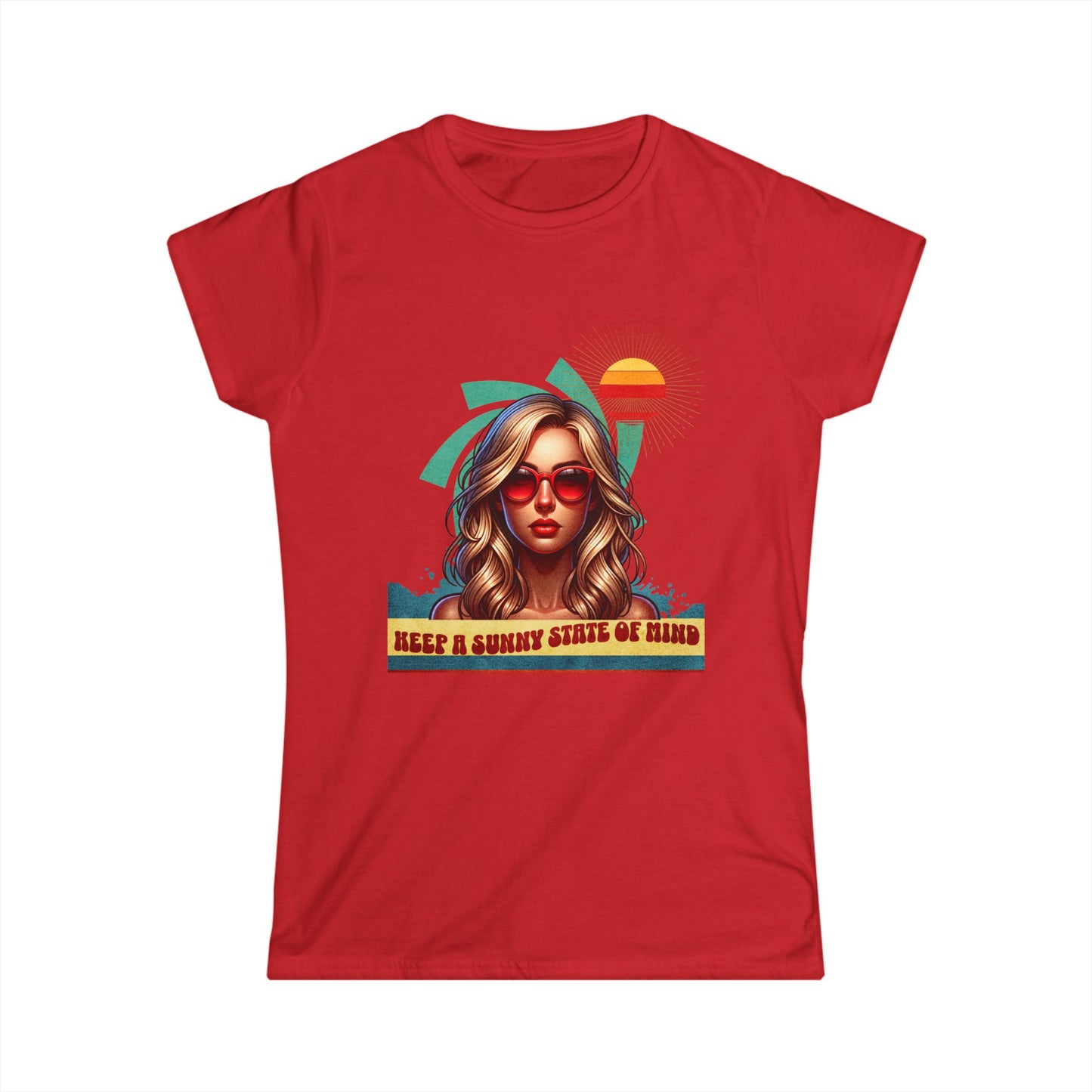 Retro Girl. Keep a Sunny State of Mind-Women's SoftstyleT-Shirt