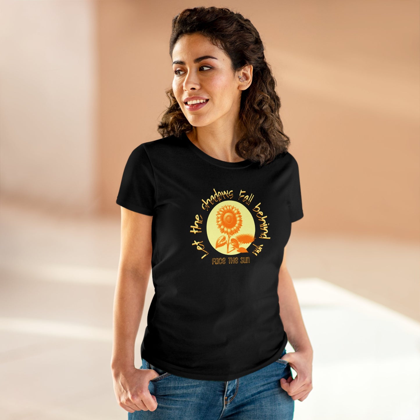 Women's Tee Face The Sun Positive Vibes Black T-shirt