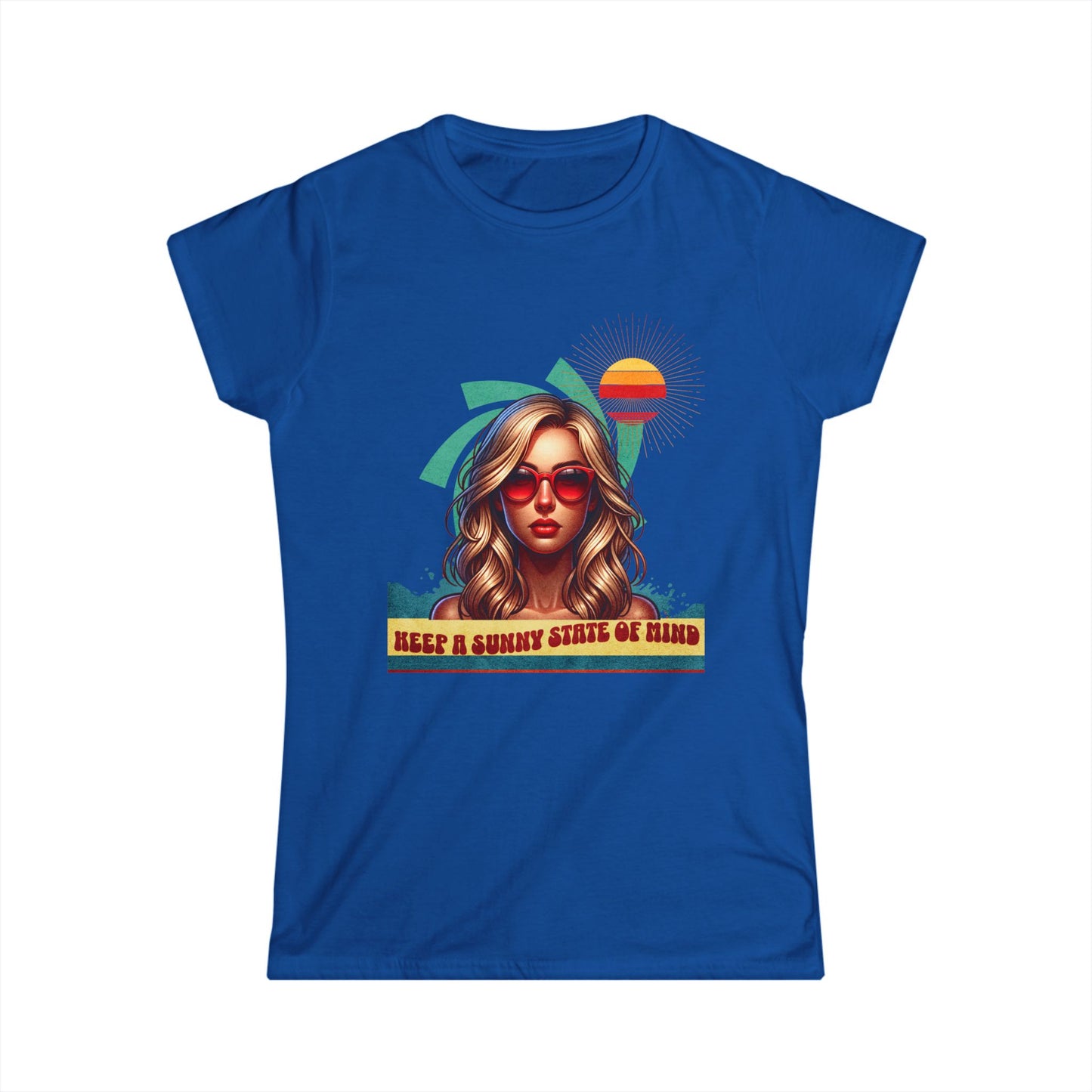 Retro Girl. Keep a Sunny State of Mind-Women's SoftstyleT-Shirt